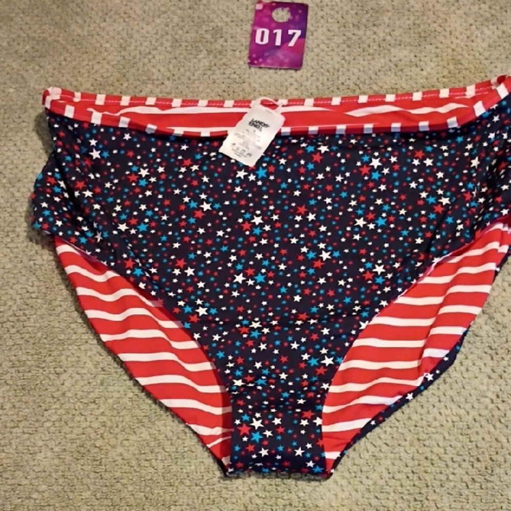 Lands' End Red, White & Blue Star and Stripe Bikini Bottoms